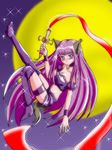  animal_ears artist_request boots choker detached_sleeves fujiwara_zakuro garters long_hair magical_girl mew_zakuro midriff moon puffy_detached_sleeves puffy_sleeves purple_eyes purple_hair shorts solo sparkle strapless tail thigh_boots thighhighs tokyo_mew_mew tubetop weapon wolf_ears wolf_tail 