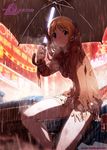  blade_runner city cyberpunk io_takuya night original panties rain school_uniform serafuku solo striped striped_panties thighhighs umbrella underwear 