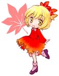  aki_shizuha blonde_hair chibi hair_ornament leaf leaf_hair_ornament leaf_on_head okome_(ricecandy) short_hair solo touhou yellow_eyes 