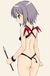  bangs bikini demon_tail demon_wings micro_bikini nagato_yuki polearm short_hair solo spear suzumiya_haruhi_no_yuuutsu swimsuit tail weapon wings yuuichi_(tareme_paradise) 