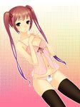  grey_eyes hands hands_clasped highres lingerie long_hair navel original own_hands_together red_hair sentou solo thighhighs underwear 