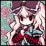  :x bad_id bad_pixiv_id blonde_hair bunny character_request copyright_request doll flower hair_ribbon kiira knife long_hair pink_flower pink_rose plant red_eyes ribbon rose solo stuffed_animal stuffed_bunny stuffed_toy thorns vines 
