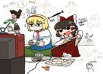  alice_margatroid bespectacled blonde_hair bow brown_hair condom controller fart game_console game_controller gap glasses hair_bow hakurei_reimu horn hoshiguma_yuugi lyrica_prismriver moriya_suwako multiple_girls playing_games sexually_suggestive sitting super_famicom touhou translation_request turtle ume_(noraneko) what wide_face 