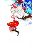  abstract boots bow fujiwara_no_mokou hair_bow highres long_hair pants red_eyes sakuma sketch solo touhou white_hair wristband 