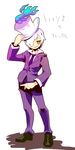  flame grin hat hitomoshi moemon personification pointing pokemon pokemon_(game) pokemon_black_and_white short_hair simple_background suit teeth tie white_hair yellow_eyes 
