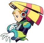  blonde_hair blue_eyes official_art palette_(rockman) rockman rockman_x solo yoshikawa_tatsuya 