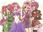  ahoge gundam gundam_seed gundam_seed_destiny hair_ornament lacus_clyne lunamaria_hawke meer_campbell meyrin_hawke military military_uniform multiple_girls pink_skirt siblings sisters skirt star star_hair_ornament thighhighs uniform yadoso 