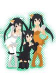  acuo animal_ears aoi_(sougetsuka) cat_ears cat_tail elbow_gloves gloves k-on! multiple_persona multiple_views nakano_azusa parody paw_pose suzumiya_haruhi_no_yuuutsu tail thighhighs twintails 