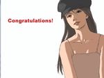  1girl arm_joe bare_shoulders brown_hair congratulations english eponine_thenardier flat_cap hat head_tilt les_miserables long_hair looking_at_viewer lowres simple_background solo white_background 