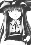  book coo face greyscale hat monochrome patchouli_knowledge serious solo touhou 