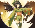  japanese_clothes kimono koiame reiuji_utsuho short_kimono solo thighhighs touhou wings 