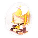  bad_id bad_pixiv_id chibi closed_eyes egg hair_ornament hair_ribbon hairclip headphones kagamine_rin oharu ribbon short_hair simple_background sitting sleeping sleeping_upright solo tail usb vocaloid 