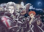  abel_nightroad blue_eyes cross glasses gun highres long_hair male_focus multiple_boys nakajima_atsuko red_hair silver_hair tres_iqus trinity_blood wallpaper weapon 