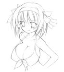  breasts cleavage greyscale huge_breasts miyata_gakuman monochrome sketch solo source_request suzumiya_haruhi suzumiya_haruhi_no_yuuutsu 