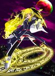  bardiche blonde_hair fate_testarossa long_hair lyrical_nanoha magic mahou_shoujo_lyrical_nanoha_strikers red_eyes solo teperyndroors thighhighs twintails zettai_ryouiki 