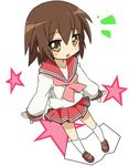  brown_hair fang ixy kusakabe_misao lucky_star pink_neckwear ryouou_school_uniform school_uniform serafuku solo 