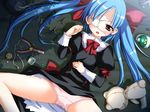  agawa_eimi blue_hair explosive eyepatch game_cg grenade long_hair panties school_uniform slingshot solo souryuu stuffed_animal stuffed_toy tokidoki_pakucchao! twintails underwear 