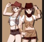  artist_request cowboy_hat cowboy_shot fringe_trim hat maria-sama_ga_miteru multiple_girls nijou_noriko toudou_shimako western 