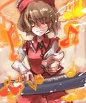  brown_hair gesture instrument inuinui keyboard_(instrument) lyrica_prismriver pointing short_hair solo touhou 