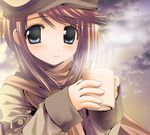  blush drink hat komaki_manaka namamo_nanase scarf sky smile solo to_heart_2 