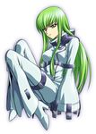  1girl bodysuit c.c. cc code_geass gradient gradient_background green_hair solo straitjacket 