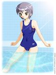  bangs nagato_yuki one-piece_swimsuit school_swimsuit short_hair solo suzumiya_haruhi_no_yuuutsu swimsuit tsushima_aki 