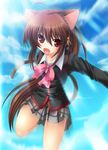  animal_ears bow cat_ears ichijou_hitoshi kemonomimi_mode little_busters! natsume_rin pink_bow school_uniform solo tail 