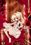  bad_id bad_pixiv_id blonde_hair capura_lin original ponytail red_eyes solo throne 