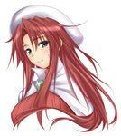  aty_(summon_night) beret big_wednesday blue_eyes blush closed_mouth face hat long_hair portrait red_hair smile solo summon_night summon_night_3 