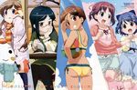  5girls :3 absurdres adjusting_hair ahoge amamiya_manami aqua_eyes ass back ball beachball bikini black_hair black_legwear black_thighhighs blue_eyes blue_hair blush book brown_eyes brown_hair cherry_blossoms chin_rest cloud coat desk dress etoh_mei etou_mei feet frills gakuen_utopia_manabi_straight gakuen_utopia_manabi_straight! glasses grin hair_ornament hairclip hand_holding happy highres holding_hands inamori_mika lineup long_hair looking_back manabi_straight megami mittens multiple_girls odori_momoha open_mouth outdoors purple_hair red_eyes running sandals scan scarf shading_eyes short_hair side-tie_bikini sitting skirt sky smile snow snowman striped sunset swimsuit tankini thighhighs uehara_mutsuki window yasuda_shinsuke zettai_ryouiki 