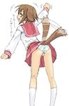  animal_ears ass dog_ears dog_tail fang kusakabe_misao lucky_star panties pleated_skirt ryouou_school_uniform satou_atsuki school_uniform serafuku skirt solo tail tail_wagging translated underwear 