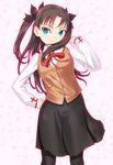  fate/stay_night fate_(series) highres homurahara_academy_uniform pantyhose school_uniform solo toosaka_rin uni 