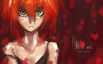  1girl character_name darker_than_black female green_eyes havoc messy_hair oso oso_(toolate) red_background red_hair solo 