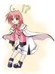  1girl ahoge bow cape caro_ru_lushe fingerless_gloves flower flower_on_head frapowa gloves kerykeion lyrical_nanoha magical_girl mahou_shoujo_lyrical_nanoha_strikers pink_bow pink_hair solo 