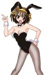  animal_ears brown_hair bunny_ears bunnysuit c-chaos pantyhose short_hair solo suzumiya_haruhi suzumiya_haruhi_no_yuuutsu 