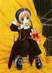  :d card_captor_sakura clamp hat kinomoto_sakura open_mouth overalls smile stuffed_animal teddy_bear 