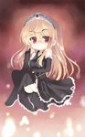  blonde_hair crown gothic hat hime_(kaibutsu_oujo) kaibutsu_oujo long_hair omiso_(omiso) smile solo thighhighs 