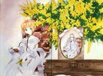  card_captor_sakura chair clamp desk flower kinomoto_nadeshiko kinomoto_sakura official_art portrait sitting 