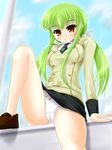  bangs c.c. code_geass green_hair katsuragi_niya long_hair miniskirt panties skirt solo underwear 