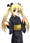 blonde_hair fate_testarossa japanese_clothes kimono long_hair lyrical_nanoha mahou_shoujo_lyrical_nanoha odayan solo twintails yukata 