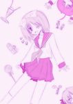  akane_souichi hiiragi_tsukasa lucky_star monochrome purple ryouou_school_uniform school_uniform serafuku solo 