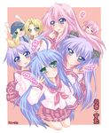  eimu glasses hiiragi_kagami hiiragi_tsukasa izumi_konata kobayakawa_yutaka kuroi_nanako lucky_star mole mole_under_eye multiple_girls narumi_yui siblings sisters takara_miyuki twins 