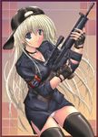  blonde_hair blue_eyes erect_nipples gloves gun long_hair panties pantyshot police psg sniper thighhighs underwear uniform upskirt weapon 