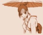  copyright_request japanese_clothes katou_ryouichi kimono monochrome orange_(color) oriental_umbrella solo umbrella 