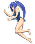  a1 barefoot blue_hair breasts closed_eyes competition_swimsuit feet hayase_mitsuki kimi_ga_nozomu_eien long_hair lying medium_breasts on_side one-piece_swimsuit ponytail solo swimsuit 