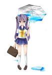  bangs hiiragi_kagami ichiya_(obey) lucky_star ryouou_school_uniform school_uniform serafuku solo umbrella yellow_neckwear 