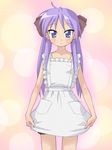  apron blush hair_ribbon hiiragi_kagami long_hair lucky_star purple_hair ribbon solo takahashi_ren twintails 