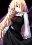  alternate_hair_length alternate_hairstyle artist_request black_wings blonde_hair breasts covered_nipples ex-rumia large_breasts long_hair necktie older red_eyes red_neckwear rumia solo source_request touhou wings 