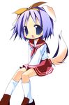  animal_ears dog_ears dog_tail hiiragi_tsukasa lucky_star nagomi_tozakura ryouou_school_uniform school_uniform serafuku solo tail 