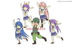  4girls crossover higurashi_no_naku_koro_ni hiiragi_kagami hiiragi_tsukasa izumi_konata lucky_star mole mole_under_eye multiple_girls pantyhose parody ryouou_school_uniform school_uniform serafuku siblings sisters takara_miyuki tomihero tomitake_jirou twins 